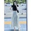 WZXSK Elegante Falda de Lunares de Gama Alta para Mujer Verano 2026 Nueva de Cintura Alta Línea A Esponjosa con Capas Irregular