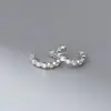 Nalan Plata de Ley S925 Estilo Coreano Sencillos y Modernos Clips para Orejas Redondos Tachonados de Diamantes Pendientes Elegantes Frescos de Verano G9992