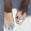 Zapatos de Gelatina Transparentes Nuevos Coreanos Accesorios Zapatos Flor Cristal Zapatos Decoración Superior Flores Cristal Lentejuelas Fuegos Artificiales DIY