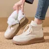 Botas de neve quentes, com sola grossa e forradas de fleece, botas curtas para mulheres, nova coleção outono/inverno 2026, botas Martin versáteis, botas de algodão e sapatos confortáveis para mães
