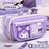 Estojo Transparente Kuromi Kuromi Grande Capacidade Roxo Alto Valor Multifuncional Papelaria para Alunos do Ensino Fundamental e Médio Estojo