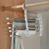 Prateleira Mágica Multifuncional de Aço Inoxidável para Calças Multicamadas Armazenamento Doméstico Cabide Mágico Cabide Telescópico Dobrável para Calças Varal para Secar Roupas