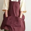 Avental de Verão Sem Mangas Impermeável Ajustável de Dupla Face Estilo Japonês para Uso Doméstico, Repelente à Água e Óleo, Roupa de Trabalho Resistente a Manchas
