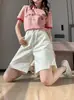 Jeans blancos de mujer de longitud media, cuidadosamente seleccionados para el verano, finos, de cintura alta, corte holgado, adelgazantes, bordados, de pierna recta, shorts de pierna ancha