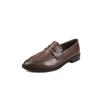 Zapatos de Trabajo Modernos y Cómodos Hechos de Piel de Vaca de Primera Capa, Mocasines de Tacón Bajo Otoño 2025, Zapatos de Piel Genuina de Punta Redonda con Corte Profundo para Mujer