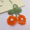 Colgante Redondo de Flor al por Mayor Flor de Lana Tejida a Crochet Flor Pequeña de Cinco Pétalos Accesorios para Ropa Accesorios Encaje Tejido a Mano
