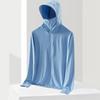 Ropa de Protección Solar Anti-UV de Nuevo Estilo para Hombres, Estilo Trendy de Seda de Hielo con Visera No Extraíble, Ropa de Protección de Piel para Pesca, Ropa de Protección Solar de Talla Grande para Hombres