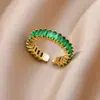 Europa y Estados Unidos transfronterizo exquisito anillo de flor con incrustaciones de circón verde para mujer 2025 nuevo anillo retro de alta calidad al por mayor