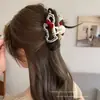 Grampo de Cabelo Fofo de Cachorro com Laço e Recorte de Linha para Cabelo Feminino na Parte de Trás da Cabeça, Grampo de Cabelo Tubarão Doce e Fofo Acessório de Cabelo