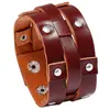 Acessórios Punk Mais Vendidos na Europa e América, Pulseiras Largas de Couro Vintage Personalizadas, Pulseiras Versáteis Simples e Modernas para Homens em Couro de Vaca