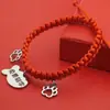 Collar de Gato, Collar Grabado de Gato y Perro, Etiqueta Anti-Pérdida para Perros, Cuerda Roja de la Suerte, Decoración para Mascotas, Collar de Año Nuevo