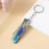 Cuchillo de fruta de acero inoxidable para camping al aire libre transfronterizo, cuchillo plegable EDC portátil para llevar en cabina, llavero, color