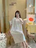 Nuevo Vestido de Manga Corta para Mujer, Estilo Europeo Vestido Pijama para Casa, Holgado Oversize, Estampado Floral, Primavera/Verano, Talla Única, Casual