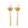 Nuevos pendientes de mariposa antiguos chapados en oro de estilo chino para mujer, ligeros, de lujo, retro, elegantes, estilo palacio, pendientes largos con borlas