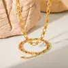 Estilo Europeu e Americano Moda Textura Artesanal Colar de Aço Inoxidável Pulseira de Aço Titânio Dourado 18K Feminina Elegante Tendência Não Desbota