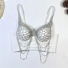 Lujoso y elegante corte de mariposa con cadena de pedrería brillante, corsé strapless de alta gama con soporte de ballena, sujetador exterior sexy y elegante para mujer