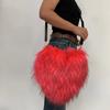 Bolso bandolera de amor europeo y americano de piel Bolso de felpa piel sintética de mapache bolso de hombro con forma de corazón bolso de piel de moda y personalidad