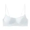 Sujetador Invisible Sin Costuras de Tacto Nude para Mujer, Estilo Delgado de Verano con Tirantes de Pedrería Brillante, Sujetador Sexy Inalámbrico Anticaída