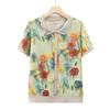 Camiseta de manga corta para mujer de mediana edad y anciana, moda nueva de verano 2024, 50 años 60 madre estampada, abuela estilo extranjero, camisa pequeña