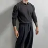 Camisa Polo Suéter Estilo Old Money Masculino Lapela Negócios Manga Longa Malha Primavera Outono Inverno Sensação de Alto Padrão Fábrica Transfronteiriça Atacado