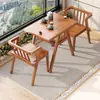 Balcón Hogar Mesa de Té y Sillas de Madera Maciza Juego de Tres Piezas Moderno Sencillo Ocio Mini Apartamento Pequeño Escritorio para Beber Té