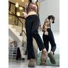 Jeans Rectos Talla Grande para Mujer 2024 Otoño Nuevos Explosivos Negro chica rellenita Cintura Alta Pantalones Tubo Pequeños de Nueve Puntos