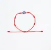 Pulseira de Fio Vermelho de 7 Nós para Proteção e Boa Sorte - Estilos Minimalistas Lisos e Olho Grego - Corda Trançada Ajustável