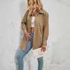 Foto Real de Cárdigan de Mujer 2025 Primavera y Otoño Nuevo Amazon para Mujer Color Sólido Moda Casual Camisa de Manga Larga para Mujer