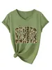 Amazon eBay site independente moda versátil feminina sênior 2027 camuflagem gola V manga curta camiseta camisa base