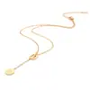 Cadena de Clavícula Cuadrada Moda Tendencia Estilo Fresco Diosa de la Suerte Chapado en Acero de Titanio 18K Collar Redondo Marca Buena Suerte
