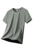 Nova Camiseta de Gelo Sem Costura Manga Curta Top Verão Casual Seda de Gelo Secagem Rápida Solta Respirável Esportiva Masculina Estilo Fino