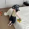 Roupa de Verão para Meninos: Conjunto de Duas Peças Tendência: Colete Listrado, Camiseta 100% Algodão, Macacão Shorts Jeans Estilo Coreano