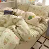 Conjunto de Roupa de Cama Quatro Peças em Algodão 100% Estilo Ins, Fresco e Simples para Estudantes, Conjunto de Roupa de Cama Três Peças com Capa de Edredom e Lençol Fresco e Simples para Dormitório