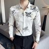 Nova camisa masculina da moda manga longa camisa estampada da moda slim polegada vestuário versão de coleta de fornecimento transfronteiriça-P5X20