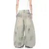 Jeans de pierna ancha sueltos hasta el suelo, estilo hip-hop de alta calle retro americano, desgastados y teñidos, 2026