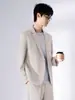 Estilo Coreano Primavera e Outono Solto Estilo de Negócios Casual Blazer de Terno Tops de Alta Qualidade Sem Ferro Ombreira Pequeno Terno Jaqueta Masculina