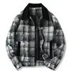 Camisa Retrô de Algodão Xadrez Rasgado Transfronteiriça Manga Longa Estilo Hong Kong Estilo Japonês Jaqueta Masculina Bonita Versátil para Primavera e Outono Homem