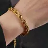 Cadena retorcida de acero inoxidable chapada en oro de 18 quilates, Cadena unisex de acero de titanio estilo hip-hop que no se decolora, Collar para parejas
