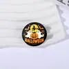 Broche Divertido de Abóbora de Halloween Insígnia de Metal Acessórios para Roupas Alfinete de Lapela Padrão Geométrico Redondo Venda por Atacado de Fábrica