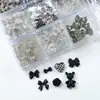 Nuevo Paquete de Joyería para Uñas de Resina Estilo Oscuro 12 Rejillas Lazo Estéreo Camelia Perla Accesorios para Uñas