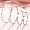 Pendientes de plata de ley S925 para mujer, brillantes, elegantes, elegantes, pendientes de círculo para el círculo de celebridades de Internet, pendientes de círculo liso grandes y brillantes, venta al por mayor