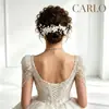 Accesorios para el cabello Hanfu de verano, peine de flores de cerámica suave, tejido a mano, accesorios para el cabello con presión posterior de cristal de perla, tocado de estilo antiguo al por mayor