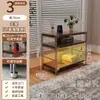 Estantería de Acero y Madera Estilo Japonés para Sala de Estar, Balcón, Estante de Almacenamiento Vintage, Estantería, Estante de Almacenamiento para Horno de Microondas de Cocina para el Hogar