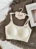 Ropa interior sin costuras de terciopelo cepillado para otoño e invierno para mujer, adecuada para usar en capas o como chaleco, con un pequeño push-up en el pecho y diseño de copa fija