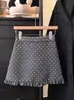 Falda Corta de Lunares Grises Falda Larga de Lana 2026 Otoño Ropa Base para Mujer Falda de Línea A Ceñida al Cadera Conjunto Estilo Coreano Invierno