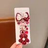 Pinzas para el Cabello Infantiles de Año Nuevo, Accesorios para el Cabello con Moño Rojo, Pasadores de Dibujos Animados Sanrio, Pinzas para Flequillo de Niña Pequeña