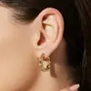 Brincos de Cobre Dourado com Textura de Bambu 2024 Moda Francesa Simples Elegantes Personalizados Versáteis Luxo Leve Nicho Vintage