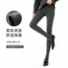 Leggings cinza para mulheres baixinhas, adequados para outono e inverno, com design de cintura alta canelado vertical, modeladores e quentes, meias-calças de algodão com forro de fleece