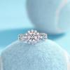 Anel Feminino Hipoalergênico Ecológico Elegante e Estiloso em Prata S925 com Moissanita e Acabamento Banhado a Platina, Anel de Casamento com Textura de Luxo Leve