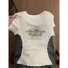 Camiseta Blanca de Manga Corta con Cuello Redondo de Diseño de Nicho para Mujer Moda de Verano Estilo Chica Picante Corte Ajustado Top Versátil con Personalidad ins